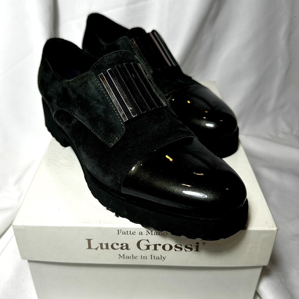 Luca Grossi Black leather heeled loafers Woman’s size 39 (US 8.5) Like New!